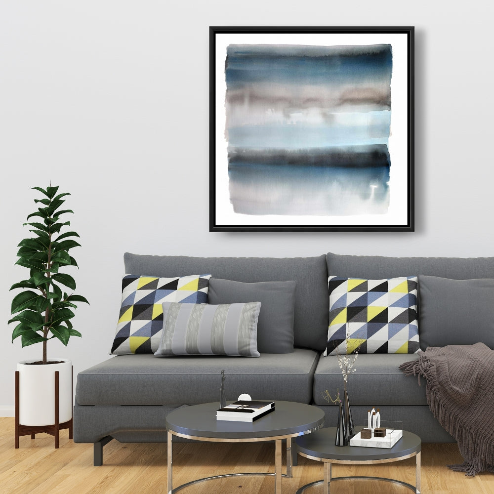 Blue Stripes Abstract Canvas | Framed Wall Art for Home Decor