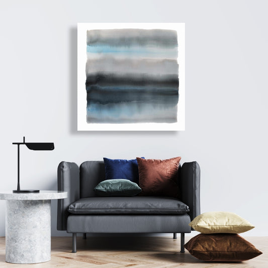 Shade of Blue Abstract Canvas | Contemporary Bathroom Decor