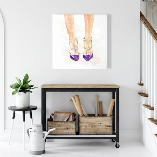 Chaussures à talons hauts cloutées violettes en toile - Chaussures tendance pour la décoration intérieure