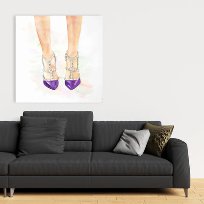 Purple Studded High Heels Canvas - Fashion Home Decor Shoes