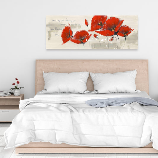 Red Floral & Botanical Bedroom Canvas | Home Decor Wall Art