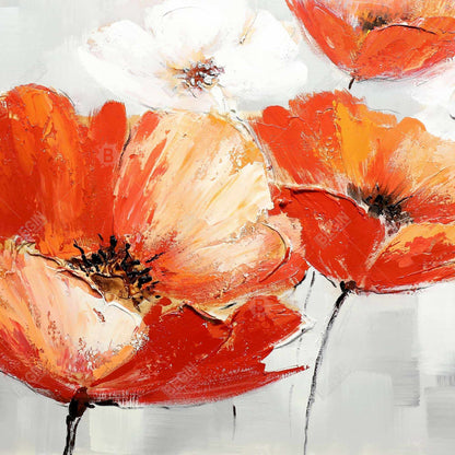 Red Wild Flowers Canvas | Contemporary Bedroom Wall Art