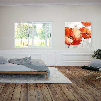 Red Wild Flowers Canvas | Botanical Contemporary Home Decor
