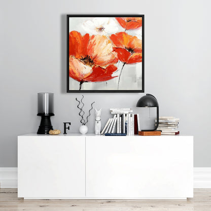 Red Wild Flowers Canvas | Contemporary Bedroom Wall Art