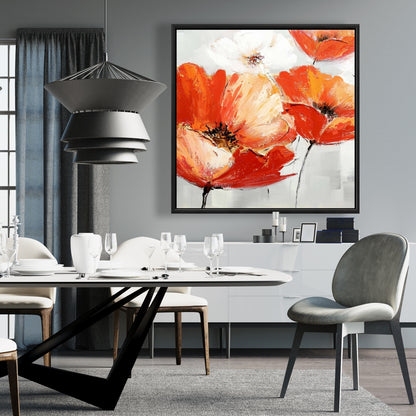 Red Wild Flowers Canvas | Contemporary Bedroom Wall Art
