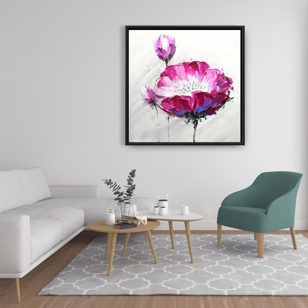 Fuchsia Wild Flower Botanical Canvas - Floral Bedroom Decor