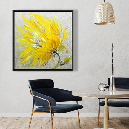 Yellow Flower Canvas - Gray Bedroom Botanical Wall Decor