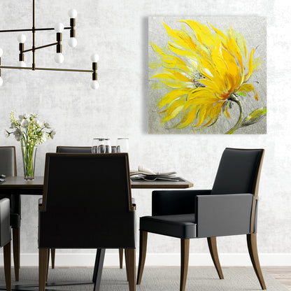Yellow Flower Canvas - Contemporary Floral Bedroom Decor