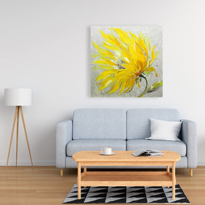 Yellow Flower Canvas - Contemporary Floral Bedroom Decor