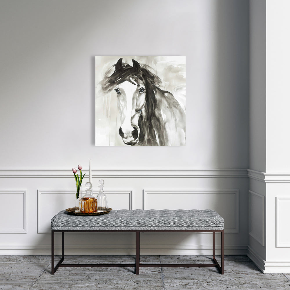 Magnifique toile de cheval sauvage | Décoration minimaliste