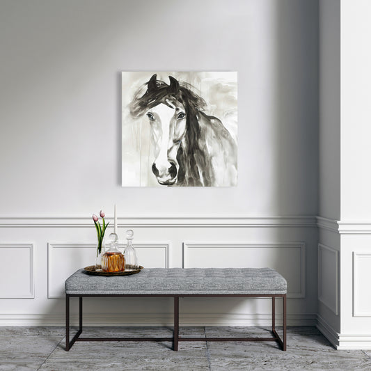 Magnifique toile de cheval sauvage | Décoration minimaliste