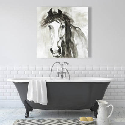 Magnifique toile de cheval sauvage | Décoration minimaliste