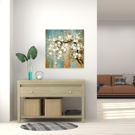 Relaxing Cherry Blossoms Canvas - White Asian Floral Decor