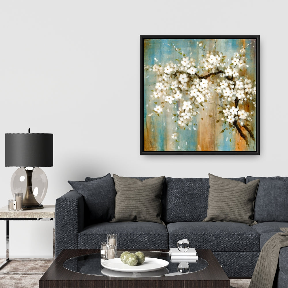Relaxing Cherry Blossoms | White Framed Canvas Wall Art