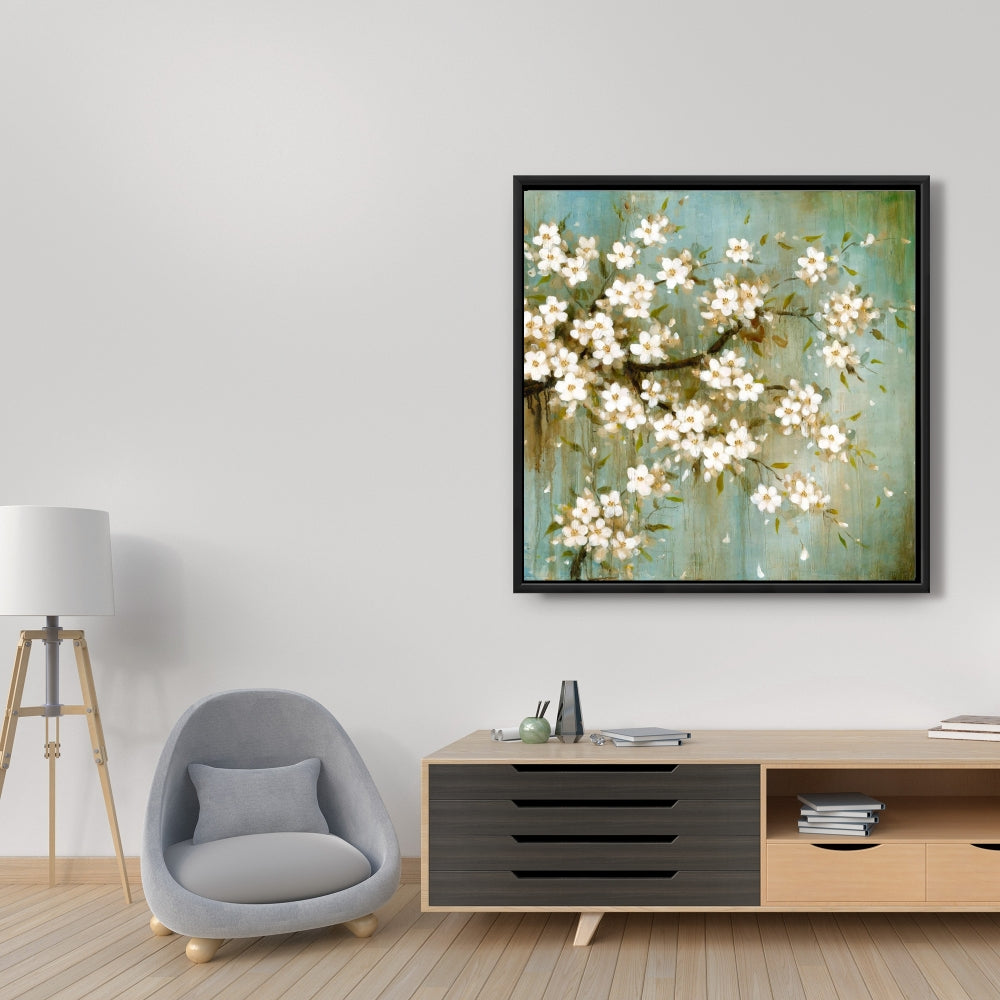 White Cherry Blossom Canvas | Floral Trees Bedroom Decor