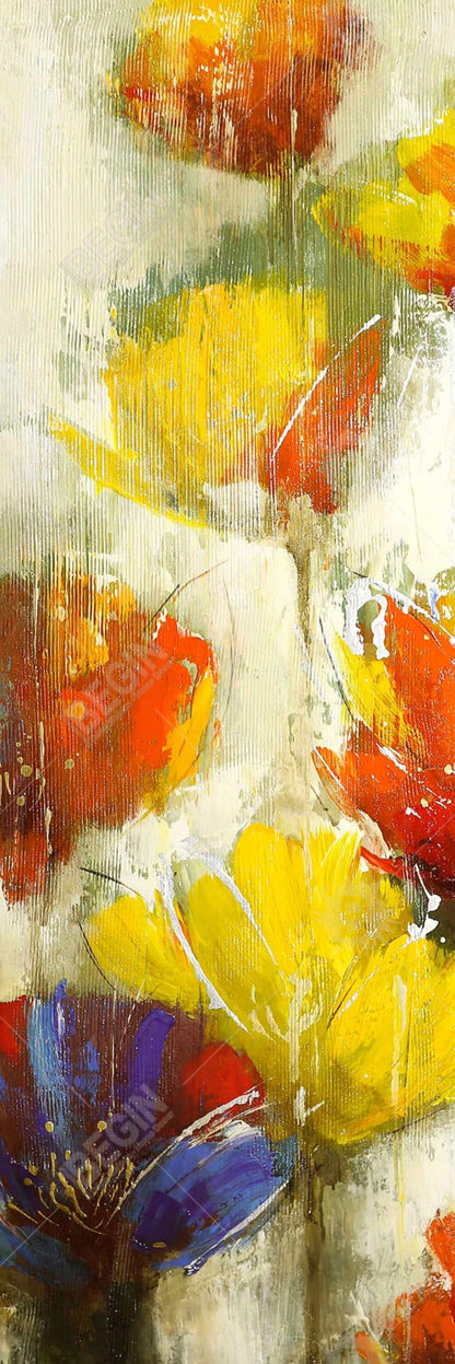 Fleurs jaunes modernes | Décoration murale botanique sur toile