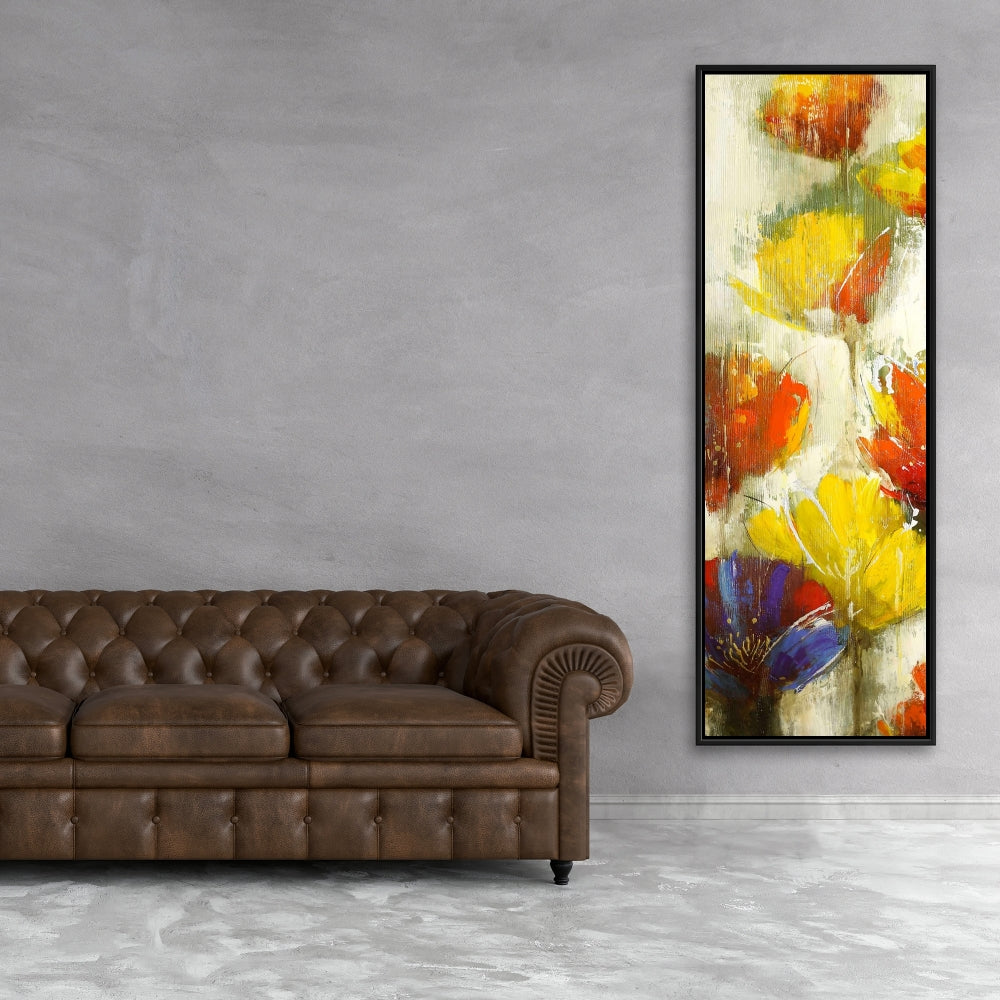 Fleurs jaunes modernes | Décoration murale botanique sur toile