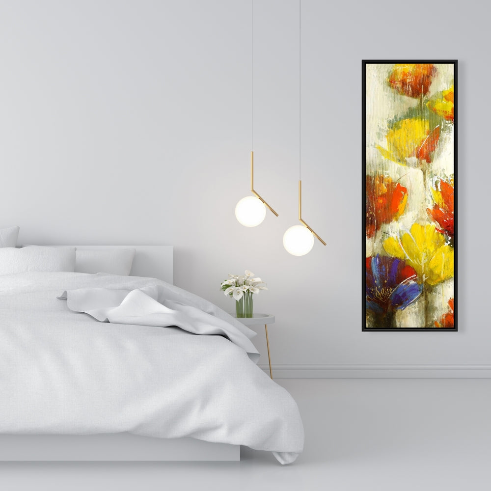 Fleurs jaunes modernes | Décoration murale botanique sur toile