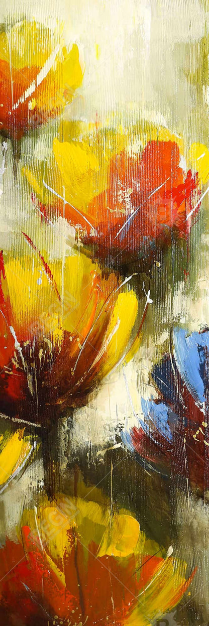 Fleurs jaunes texturées | Toile encadrée botanique