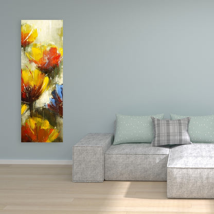 Botanical Contemporary Canvas | Texturized Yellow Flowers Decor