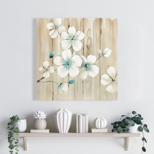 Cherry Blossom in White Canvas | Asian Bedroom Home Decor