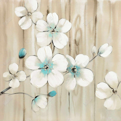 Cherry Blossom in White Canvas | Asian Bedroom Home Decor