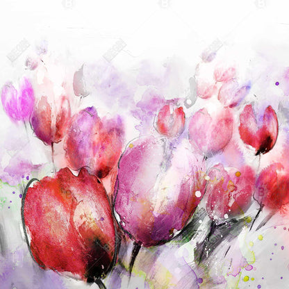 Abstract Blurry Tulips | Purple Botanical Canvas Home Decor