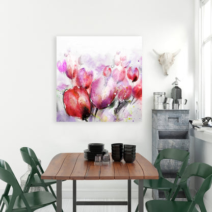 Abstract Blurry Tulips | Purple Botanical Canvas Home Decor