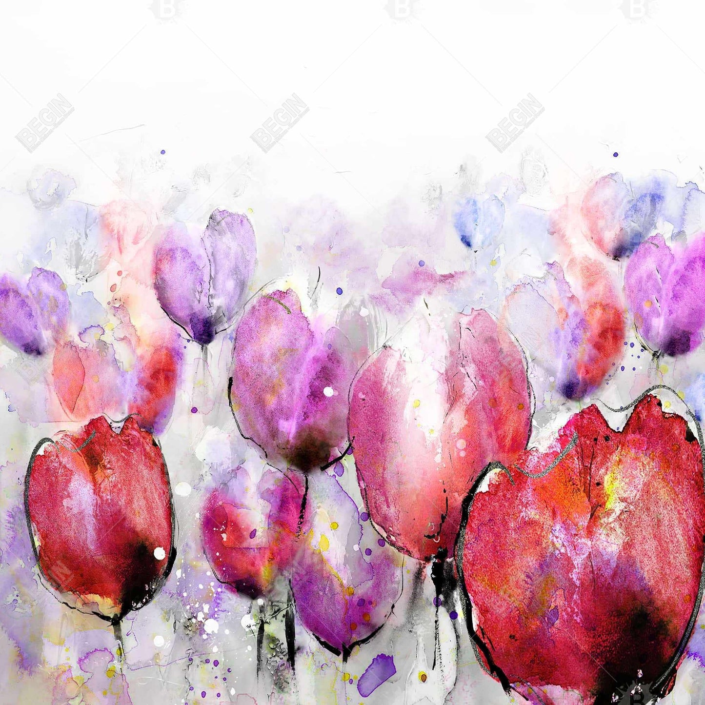 Pink Tulips Field Canvas | Floral & Botanical Bedroom Decor