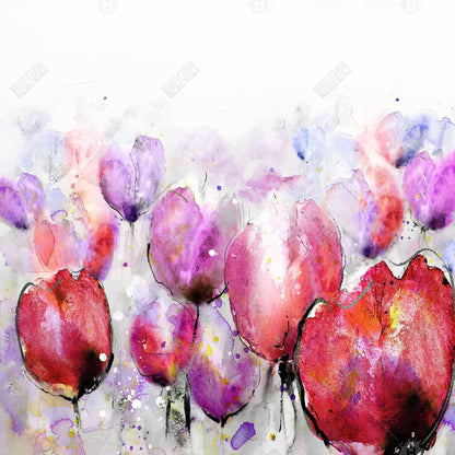 Pink Tulips Field Canvas | Floral & Botanical Bedroom Decor