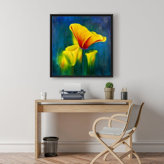 Blue Botanical Canvas | Colorful Flowers Framed Wall Art