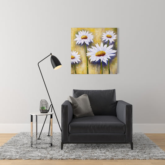 Daisies at Sun - White Floral Botanical Canvas | Home Decor