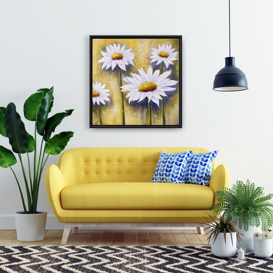 Toile « Marguerites au soleil » | Décoration florale et botanique pour la chambre