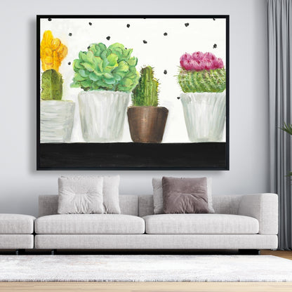 Mini toile Cactus et plantes succulentes - Décoration botanique exotique