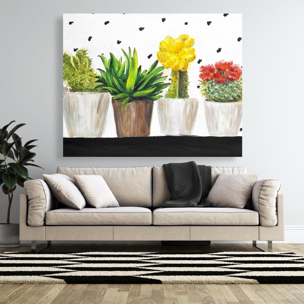 Toile encadrée Petits cactus et plantes succulentes - Décoration d'intérieur exotique