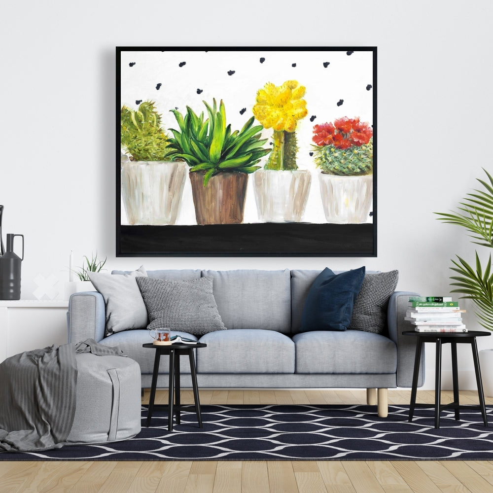 Toile encadrée Petits cactus et plantes succulentes - Décoration d'intérieur exotique