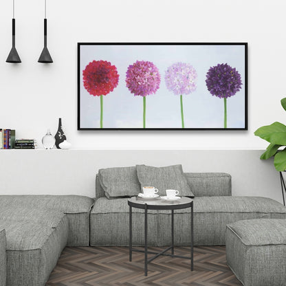 Romantic Bedroom Dahlia Pomponowa Floral Framed Canvas Decor