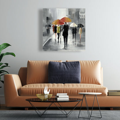 Street Scene with Umbrellas Canvas | Object Gray Bedroom Decor