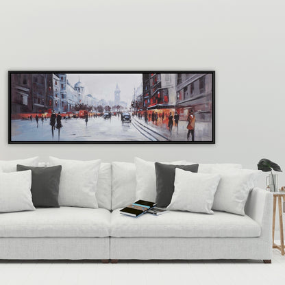 Toile de bureau encadrée grise – Décor de rue avec voitures