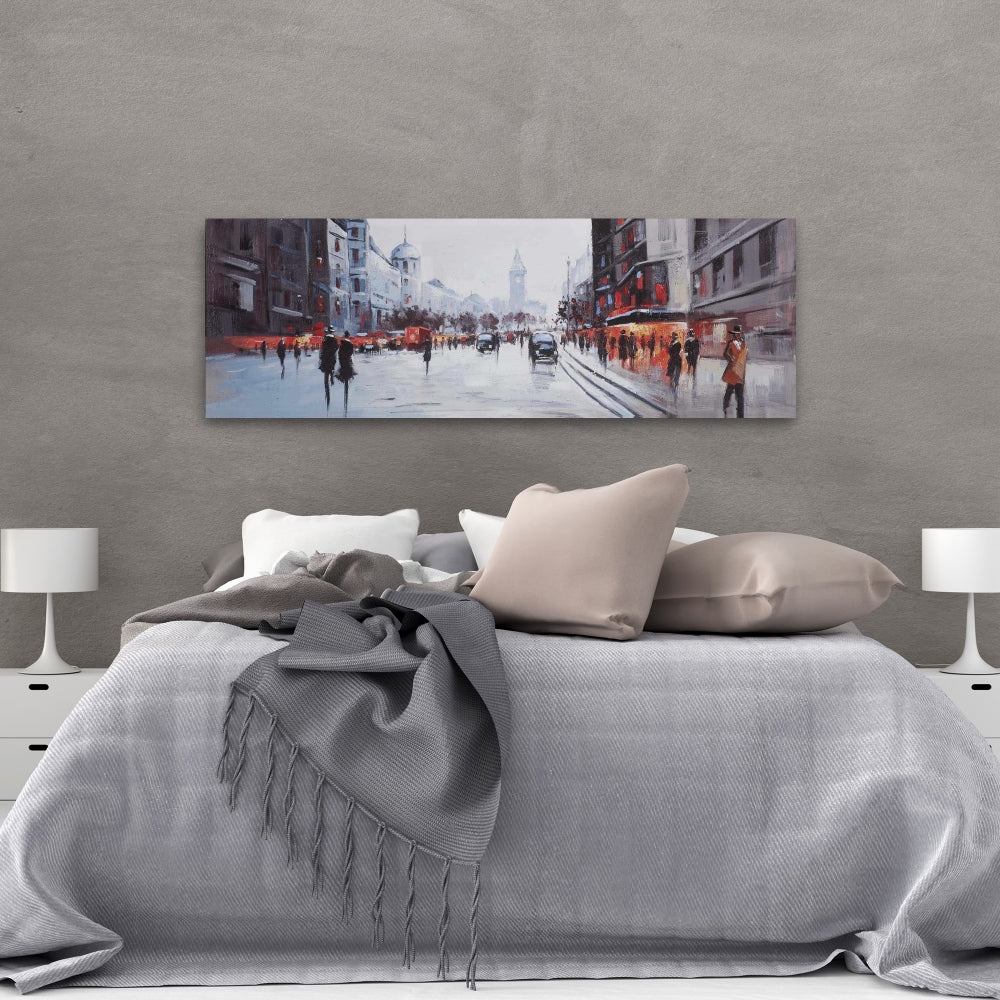 Street Scene with Cars Gray Office Canvas | Home Decor Art