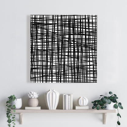 Abstract Small Stripes Canvas - Shapes Contemporary Bedroom Decor