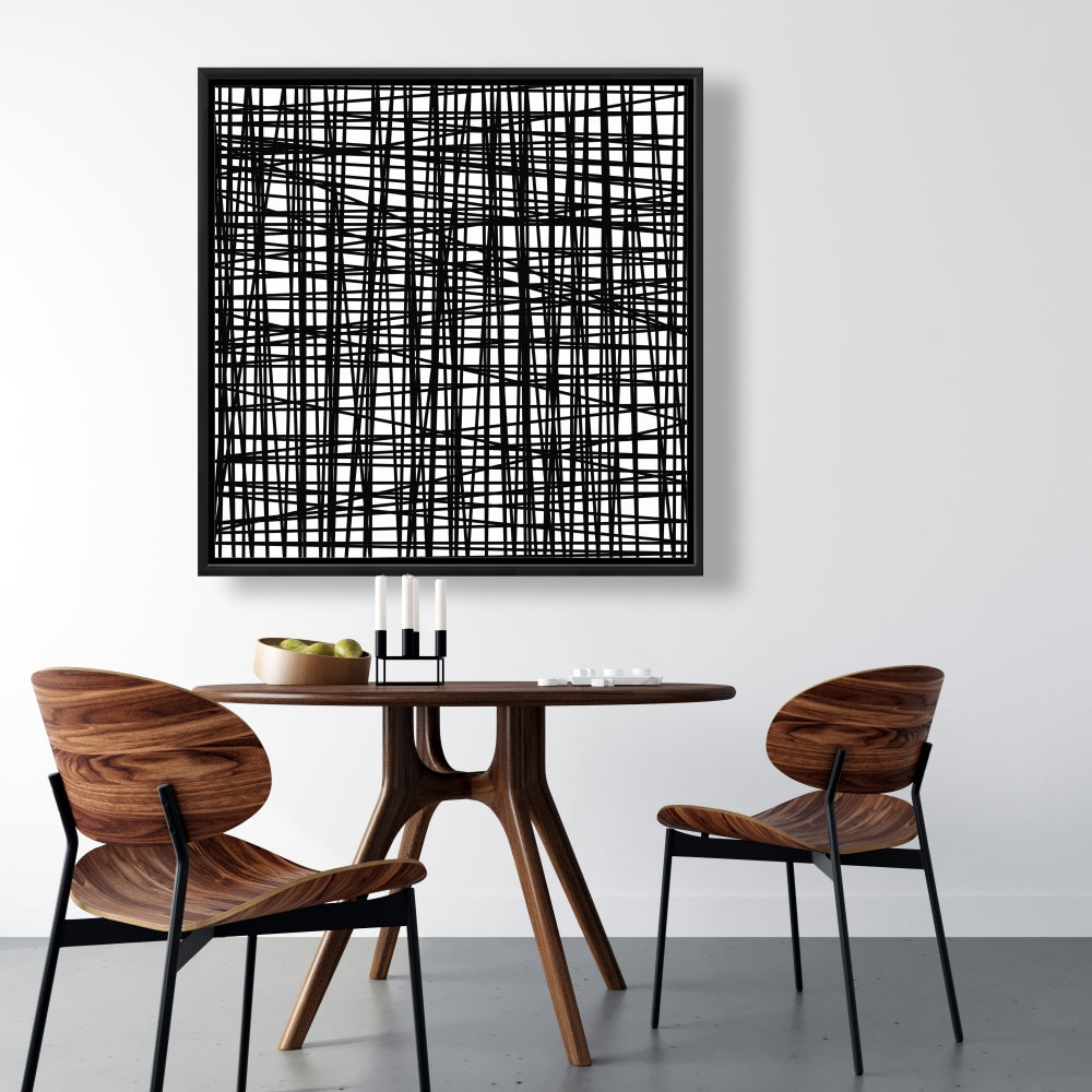 Petites rayures abstraites | Toile encadrée | Décoration de chambre