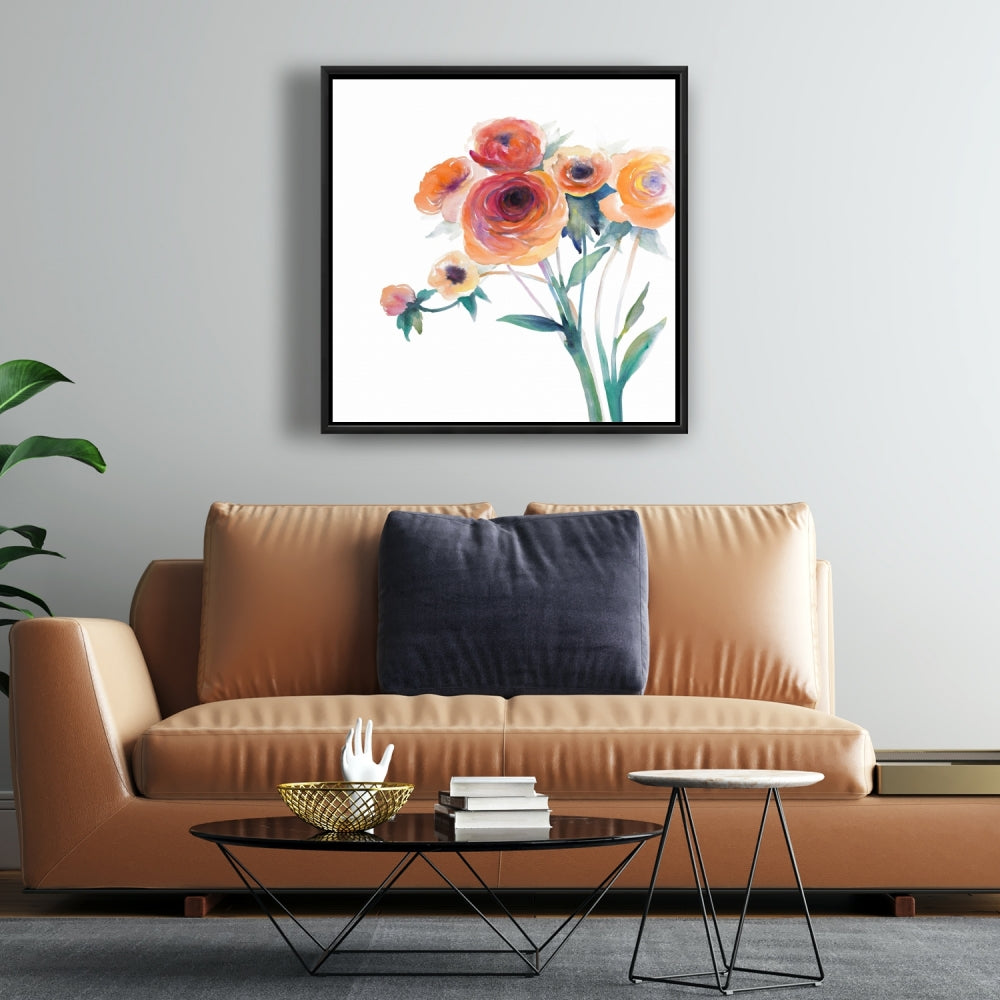 Romantic Botanical Bedroom Framed Canvas - Watercolor Flowers