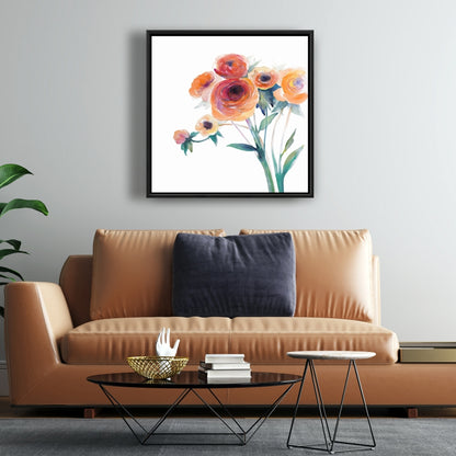 Romantic Botanical Bedroom Framed Canvas - Watercolor Flowers