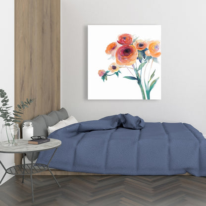 Botanical Romantic Bedroom Canvas | Watercolor Flowers Decor