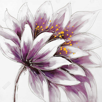Gray Botanical Bedroom Canvas - Purple Flower Wall Art Decor