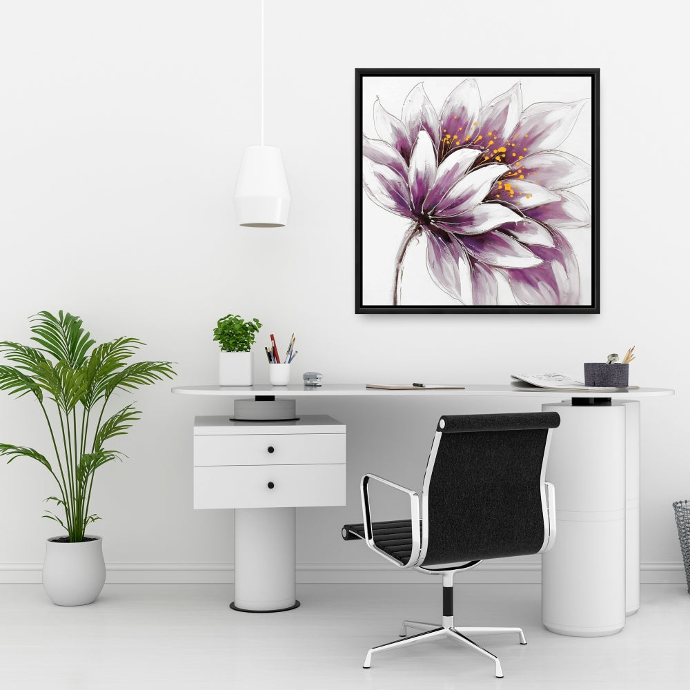 Purple Flower Botanical Gray Bedroom Canvas | Home Decor Art