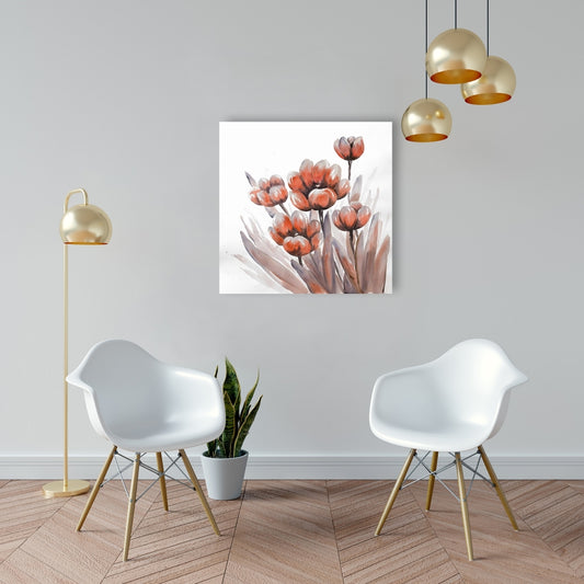 Watercolor Red Flowers Canvas | Romantic Floral Home Decor