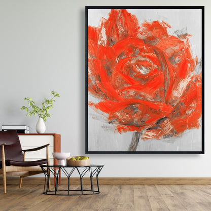 Toile abstraite à fleurs rouges | Décoration murale botanique pour chambre à coucher