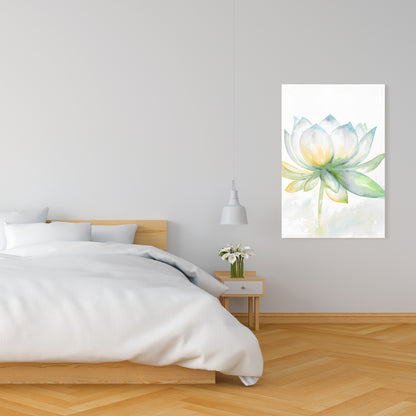 Lotus Flower Canvas | Botanical Blue Wall Art for Home Decor